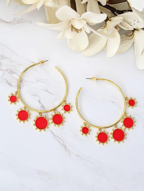 red metal hoop earring - 17678921 - Very Small Image - 1