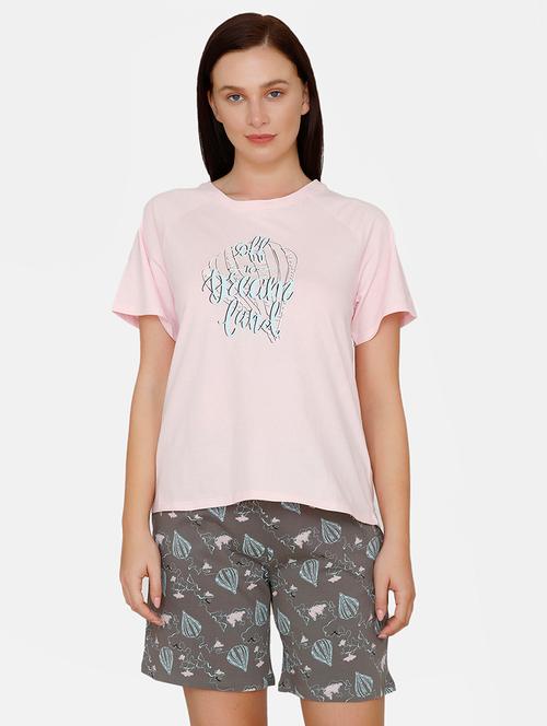 graphic printed nightwear shorts set - 17679151 - Very Small Image - 1