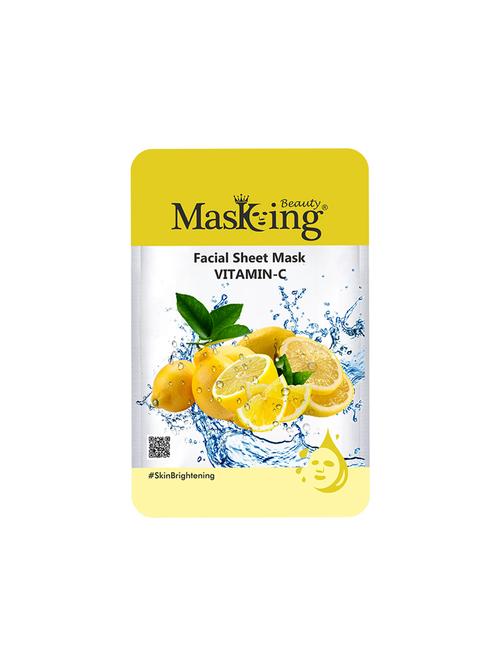 masking beauty facial sheet mask of lemon extract for skin brightening for women and men, 20ml (pack of 1) - 17679402 - Very Small Image - 1