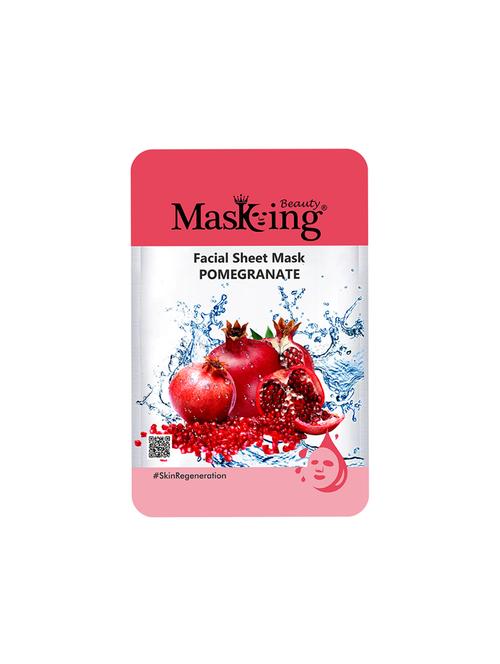 masking beauty facial sheet mask of pomegranate extract for skin regeneration for women and men, 20ml (pack of 1) - 17679403 - Very Small Image - 1