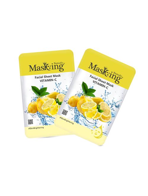 masking beauty facial sheet mask of lemon extract for skin brightening for women and men, 40ml (pack of 2) - 17679412 - Very Small Image - 1