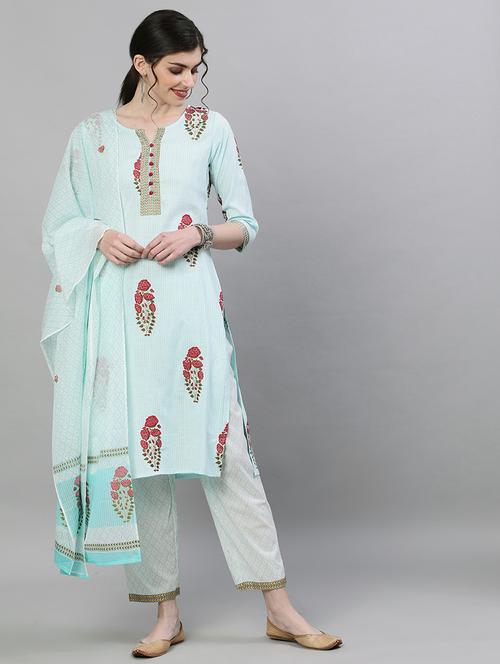 blue rayon kurta pant set - 17679530 - Very Small Image - 1