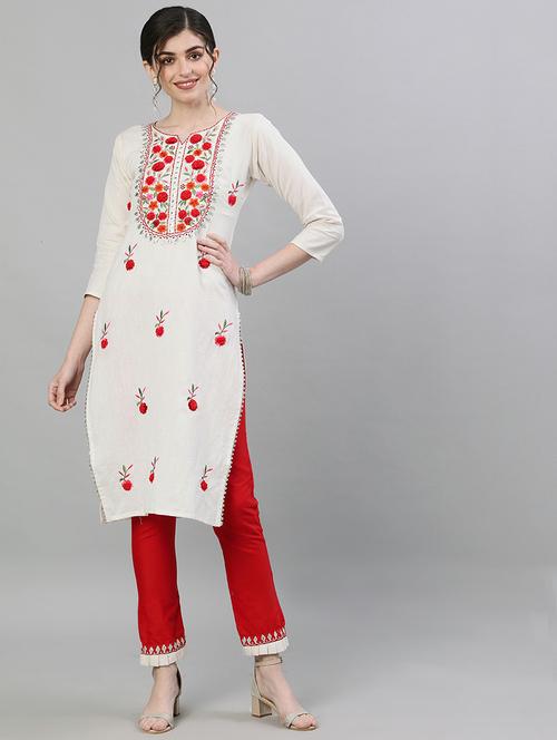 offwhite cotton kurta pant set - 17679539 - Very Small Image - 1