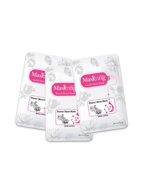 masking diva facial sheet mask of rose & lotus extract for blackheads for women & men, 60ml (pack of 3) - 17679932 - Very Small Image - 1