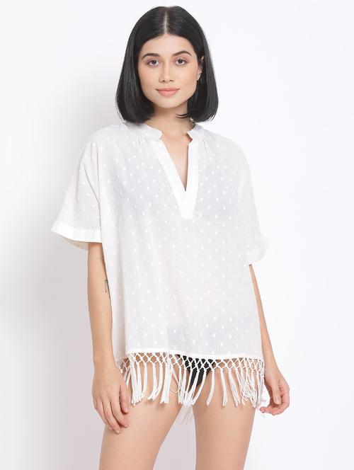 white cotton coverup - 17680058 - Very Small Image - 1