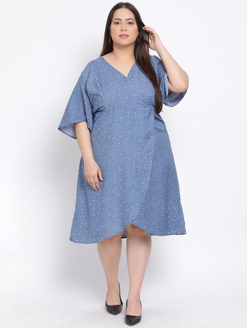 overlap neck plus a-line dress - 17680062 - Very Small Image - 1