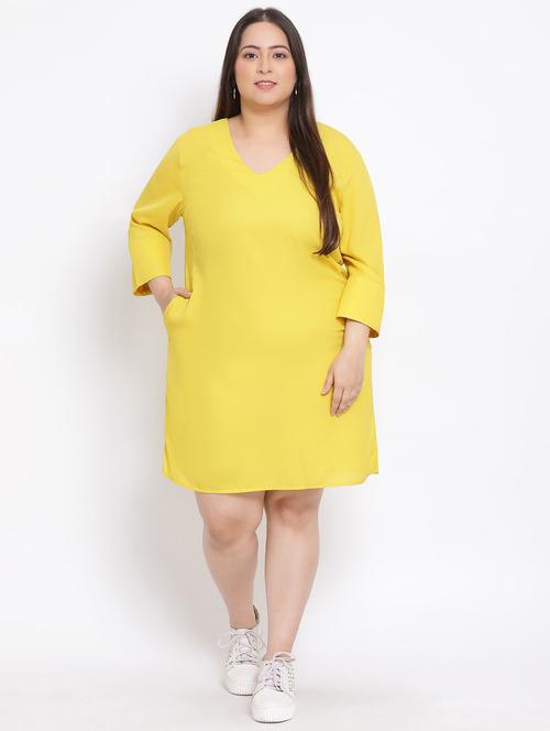v--neck solid plus a-line dress - 17680078 - Very Small Image - 1