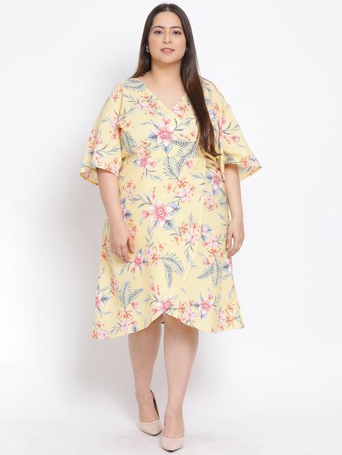 overlap neck floral a-line dress - 17680079 - Very Small Image - 1
