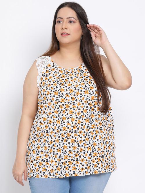 lace detail floral plus top - 17680083 - Very Small Image - 1