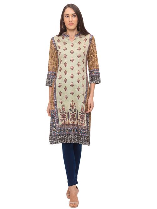 mustard cotton straight kurta - 17680523 - Very Small Image - 1