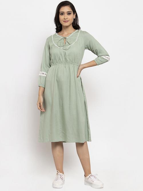 tie up neck a-line dress - 17683499 - Very Small Image - 1