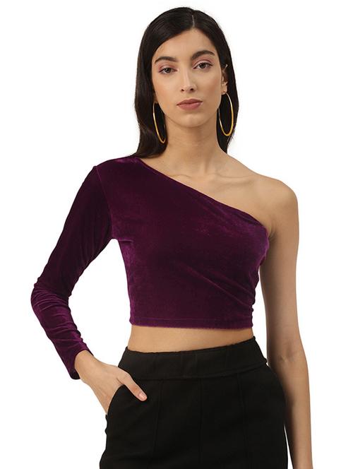 single shoulder crop top - 17684537 - Very Small Image - 1
