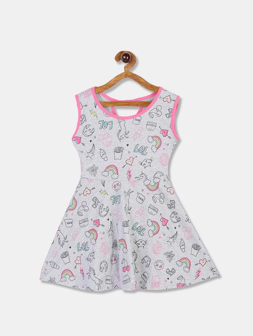 grey printed frock - 17685477 - Very Small Image - 1