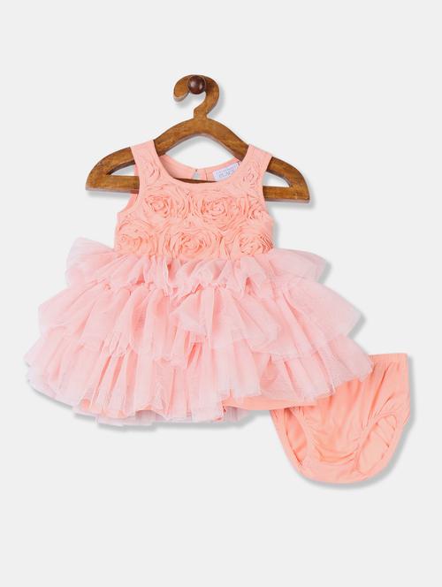 orange polyester frock - 17685630 - Very Small Image - 1