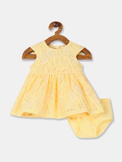 yellow cotton blend frock - 17685652 - Very Small Image - 1