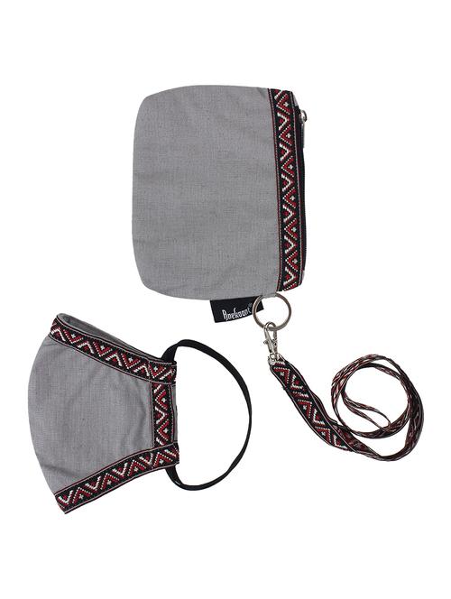grey cotton solid women mask with sling bag - 17686886 - Very Small Image - 1
