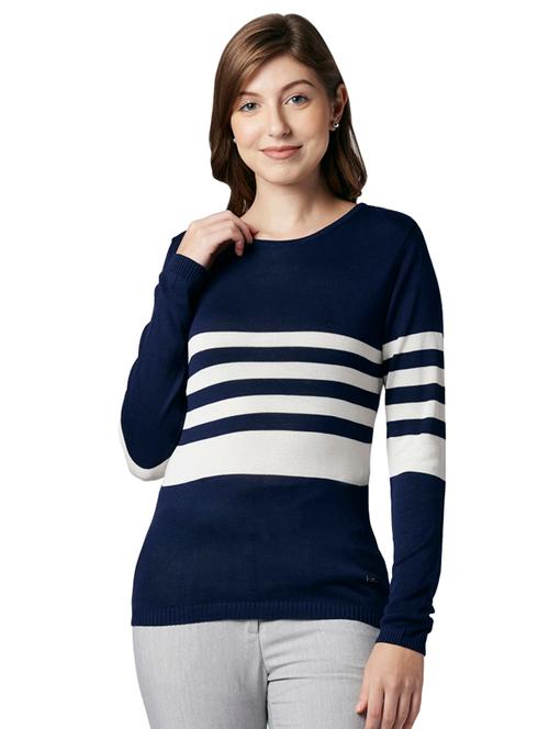 round neck striped pullover - 17686976 - Very Small Image - 1