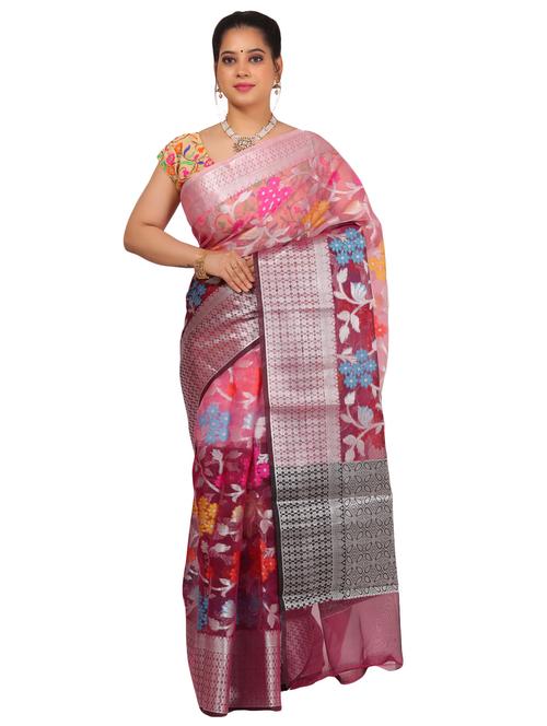 floral banarasi saree with blouse - 17687446 - Very Small Image - 1