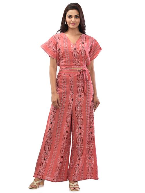 embroidered top with palazzo set - 17687808 - Very Small Image - 1