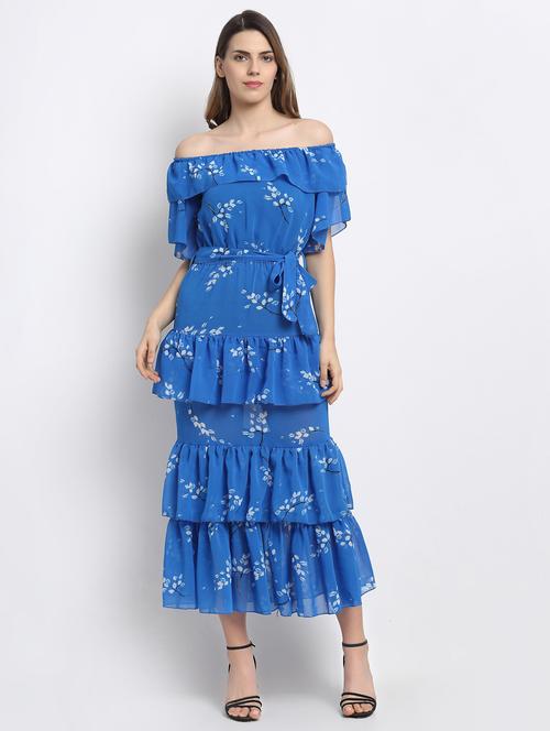 dark blue poly blend layered dress - 17689136 - Very Small Image - 1