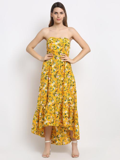 yellow poly blend bodycon dress - 17689137 - Very Small Image - 1