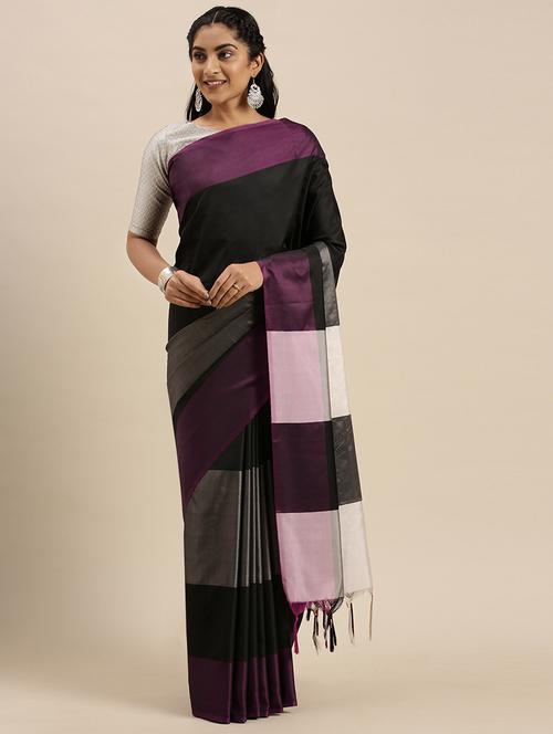 women's stripes multi colored saree with blouse - 17689282 - Very Small Image - 1