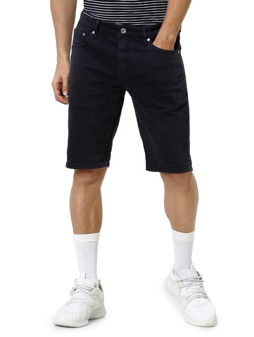 navy blue solid bermuda shorts - 17689343 - Very Small Image - 1