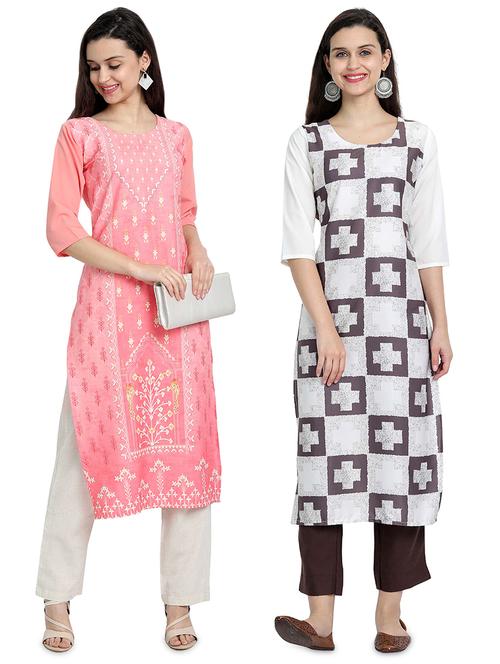 multi colored crepe combos kurta - 17689522 - Very Small Image - 1
