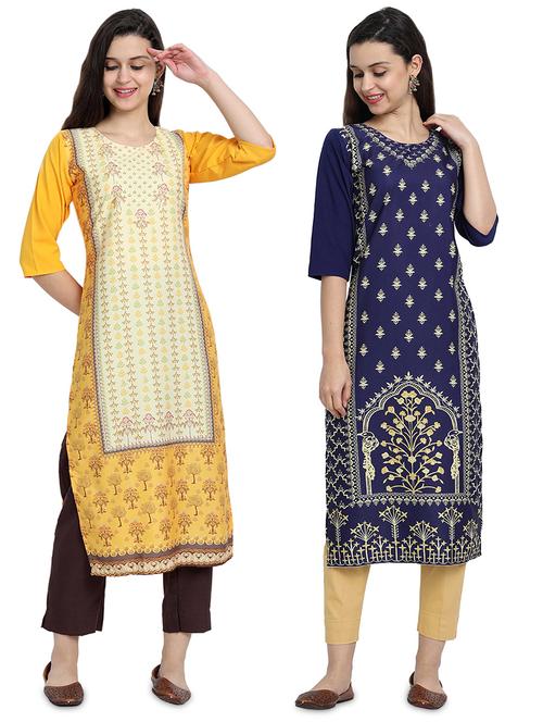 multi colored crepe combos kurta - 17689524 - Very Small Image - 1