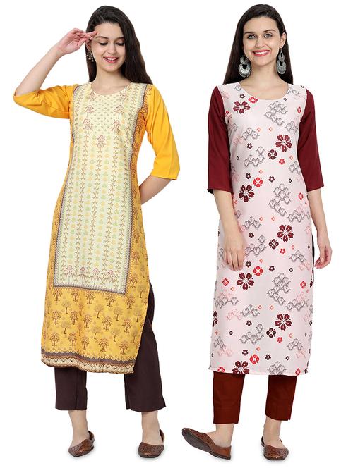 multi colored crepe combos kurta - 17689525 - Very Small Image - 1