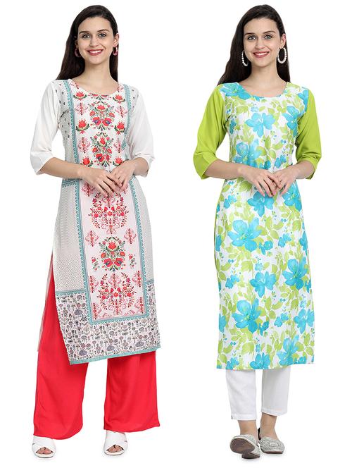 multi colored crepe combos kurta - 17689540 - Very Small Image - 1
