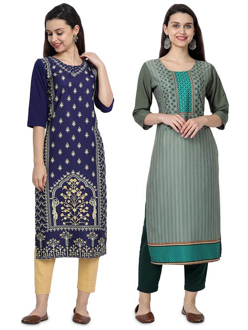 multi colored crepe combos kurta - 17689544 - Very Small Image - 1