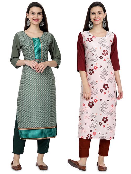 multi colored crepe combos kurta - 17689554 - Very Small Image - 1