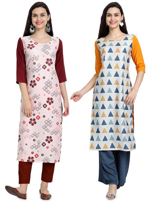 multi colored crepe combos kurta - 17689562 - Very Small Image - 1