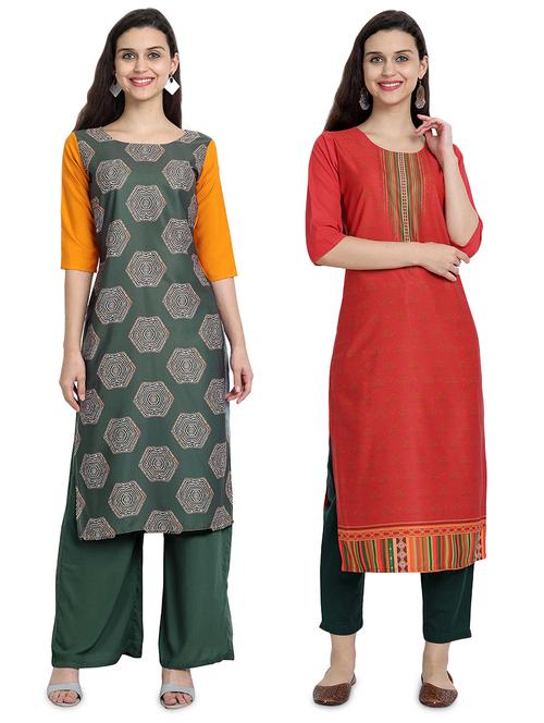 multi colored crepe combos kurta - 17689579 - Very Small Image - 1