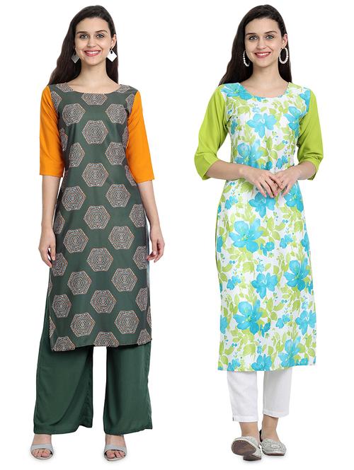 multi colored crepe combos kurta - 17689580 - Very Small Image - 1