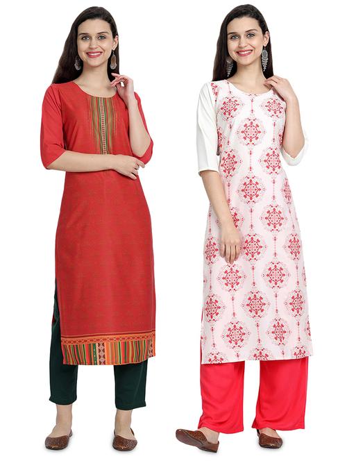 multi colored crepe combos kurta - 17689585 - Very Small Image - 1