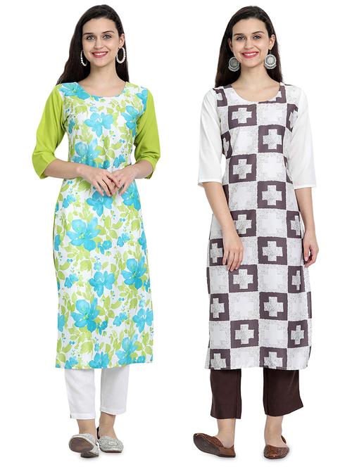 multi colored crepe combos kurta - 17689596 - Very Small Image - 1