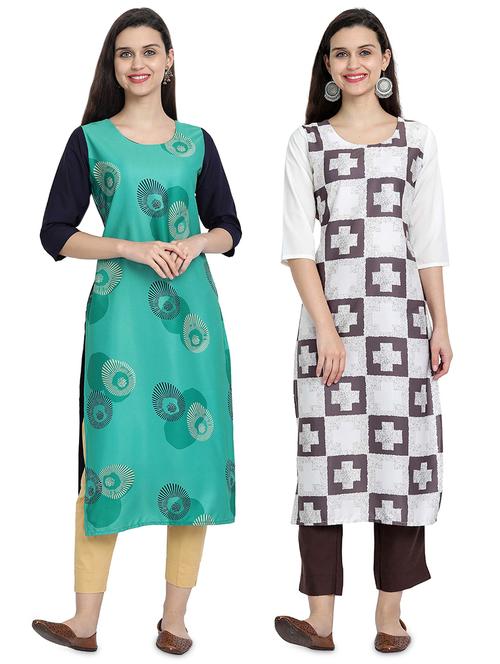 multi colored crepe combos kurta - 17689605 - Very Small Image - 1
