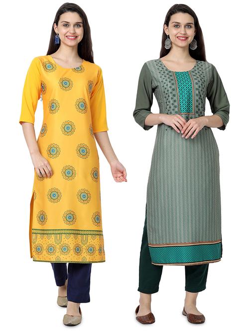 multi colored crepe combos kurta - 17689612 - Very Small Image - 1