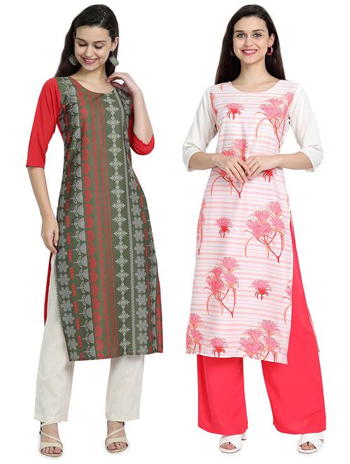 multi colored crepe combos kurta - 17689629 - Very Small Image - 1