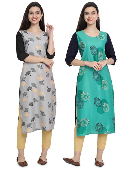 multi colored crepe combos kurta - 17689641 - Very Small Image - 1