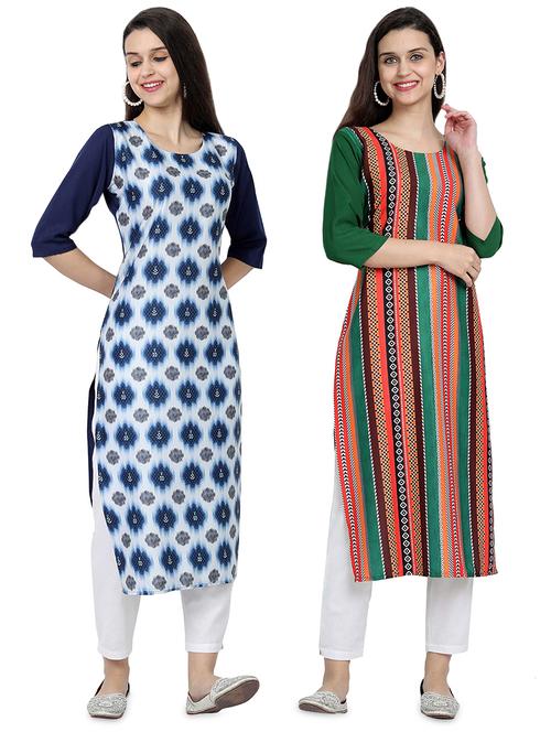 multi colored crepe combos kurta - 17689669 - Very Small Image - 1