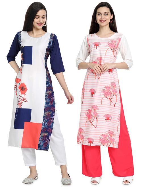 multi colored crepe combos kurta - 17689691 - Very Small Image - 1