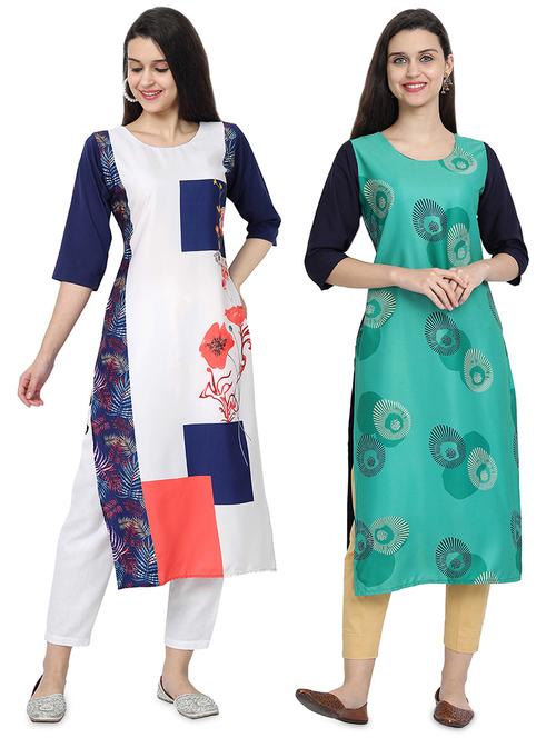 multi colored crepe combos kurta - 17689694 - Very Small Image - 1