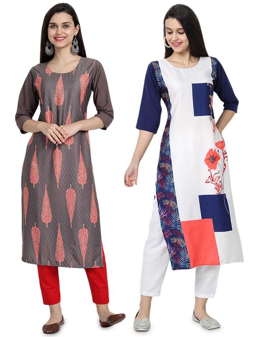 multi colored crepe combos kurta - 17689696 - Very Small Image - 1