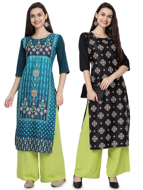 multi colored crepe combos kurta - 17689709 - Very Small Image - 1