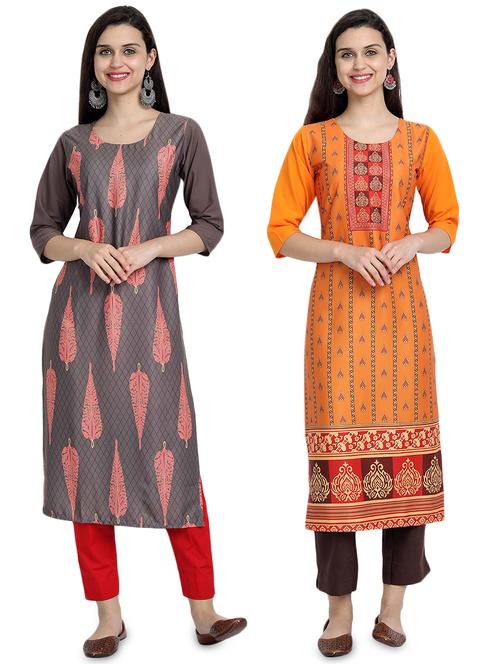multi colored crepe combos kurta - 17689721 - Very Small Image - 1
