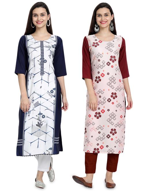 multi colored crepe combos kurta - 17689751 - Very Small Image - 1