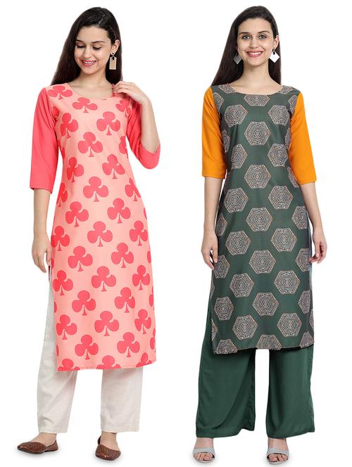 multi colored crepe combos kurta - 17689767 - Very Small Image - 1